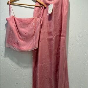 Vintage Ann Taylor Pink Wedding two piece Dress circa 2002